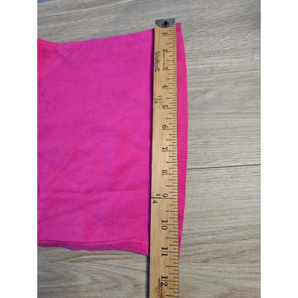 H&M Women Linen Blend Wide Leg Pants Med Pink Drawstring vacation travel beach